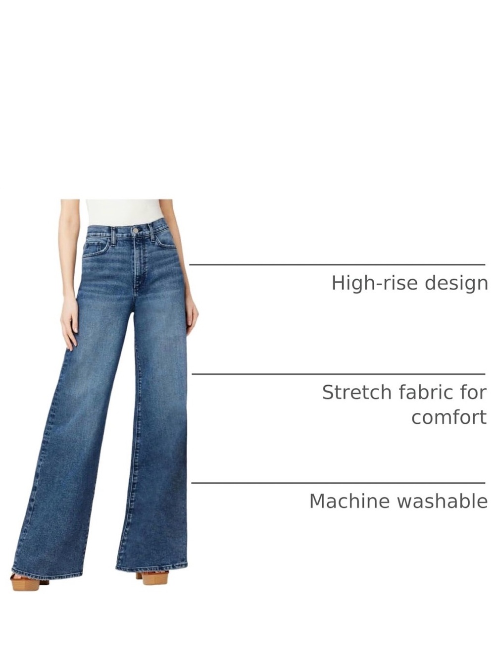 NEW Joe's High Rise Wide-Leg Raw Hem Empower Medium Wash Denim Blue Jeans 26x32 - Picture 5 of 12